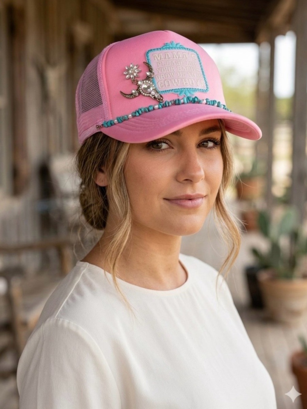 Pink Embellished Trucker Hat - Designer Style